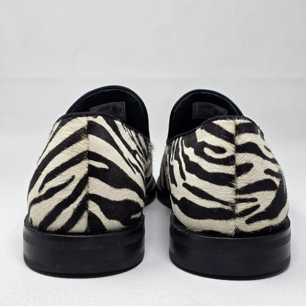 Sperry zebra-striped Leather Fur Slip On Loafers Shoes STS18365 Men's Size 11